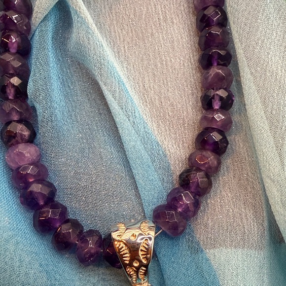 Jay King Amethyst, Turquoise, Red. Coral, & Sterling Silver Cross Necklace. - Picture 8 of 8